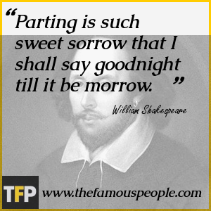 Parting is such sweet sorrow that I shall say goodnight till it be morrow.